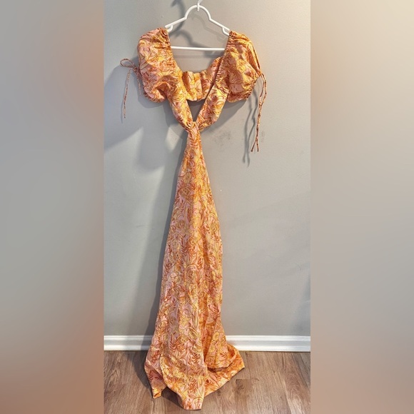 NWT Agua by Agua Bendita  Cielo Vuelo Atardecer Puff Sleeve Cut Out Dress Sz M - Picture 5 of 8